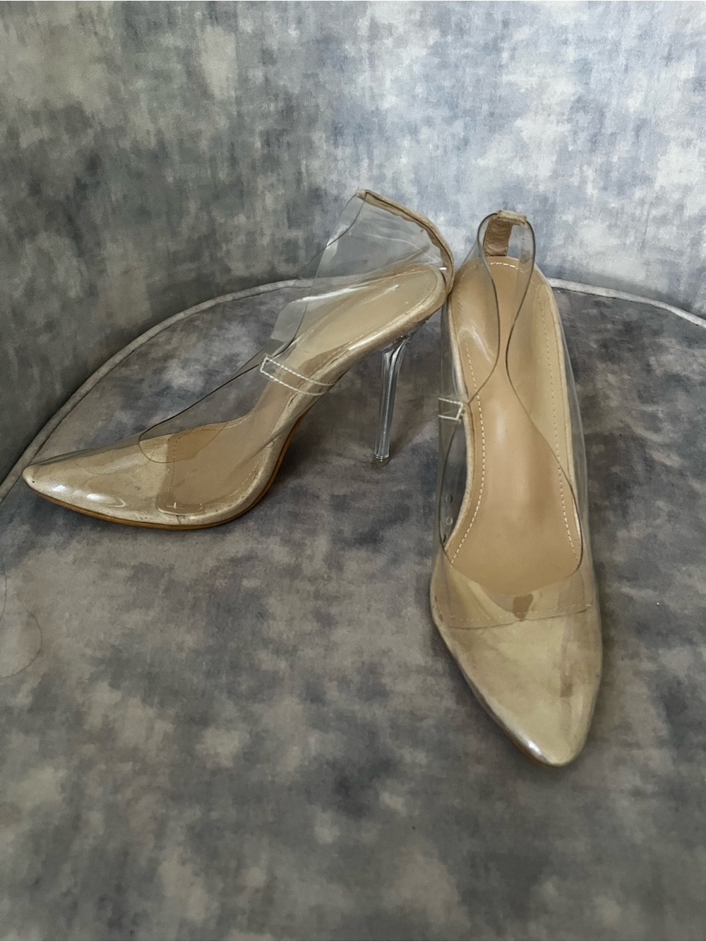 Cinderella Nude Clear Pointed-Toe Stiletto Pumps